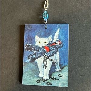Krampus Cat Yule Ornament, Solstice Ornament, Krampus vs Kitty xmas Ornament